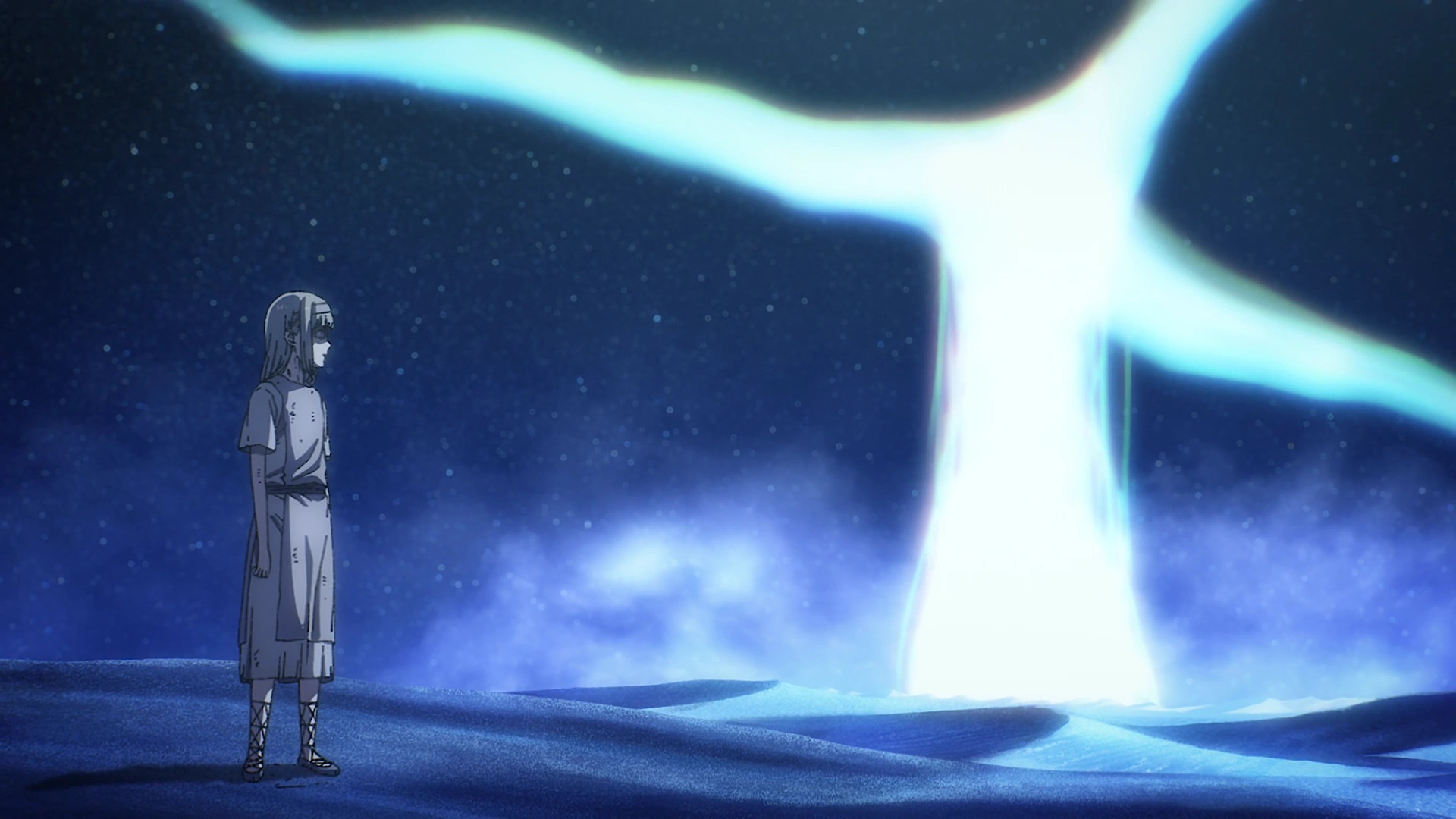 Ymir standing before the glowing Paths tree